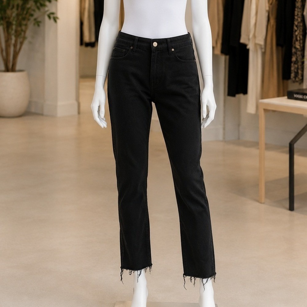 MiH Jeans Womens Skinny Jeans Black Raw Hem Denim 26